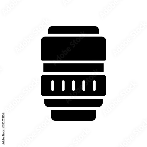 very simple flat and single minimalist Camera Lens Silhouettes in black on a white background