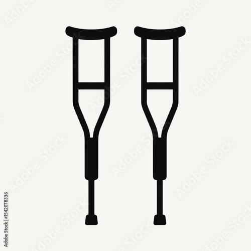 very simple flat and single minimalist Crutches Silhouettes in black on a white background