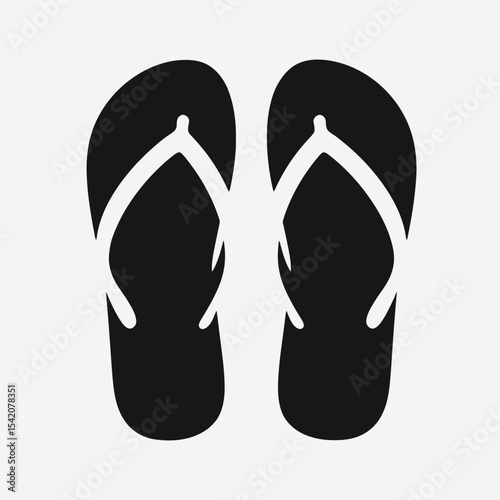 very simple flat and single minimalist Sandals Silhouettes in black on a white background