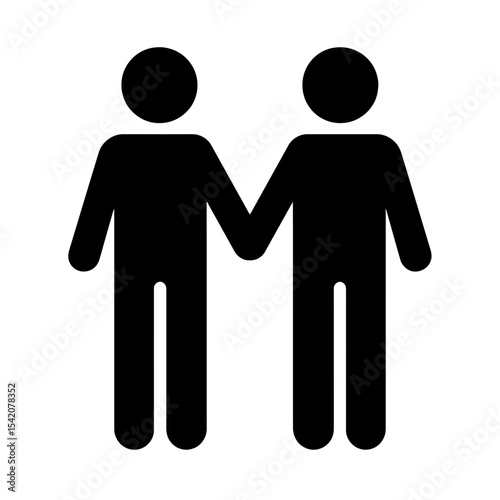 very simple flat and single minimalist Homosexual Couple Silhouettes in black on a white background
