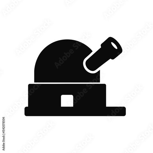 very simple flat and single minimalist Observatory Silhouettes in black on a white background