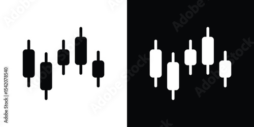 Chart candlestick icon black silhouette for web, and mobile app