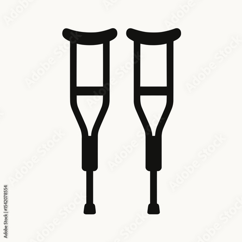 very simple flat and single minimalist Crutches Silhouettes in black on a white background