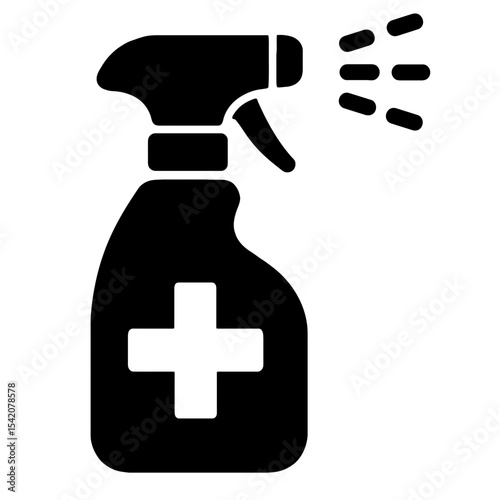 very simple flat and single minimalist Disinfectant Spray Silhouettes in black on a white background