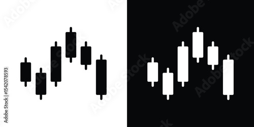 Chart candlestick icon black silhouette for web, and mobile app