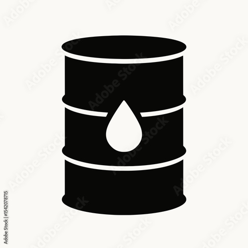 very simple flat and single minimalist Oil Barrel Silhouettes in black on a white background