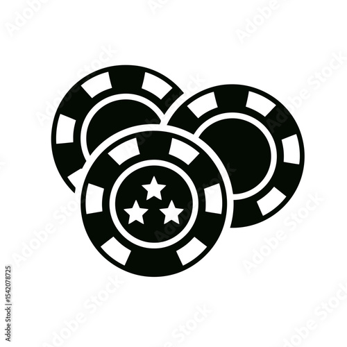 very simple flat and single minimalist Casino Chips Silhouettes in black on a white background