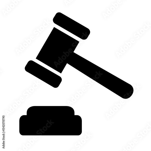 very simple flat and single minimalist Gavel Silhouettes in black on a white background