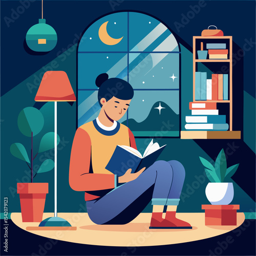 Student reading in a quiet study area
