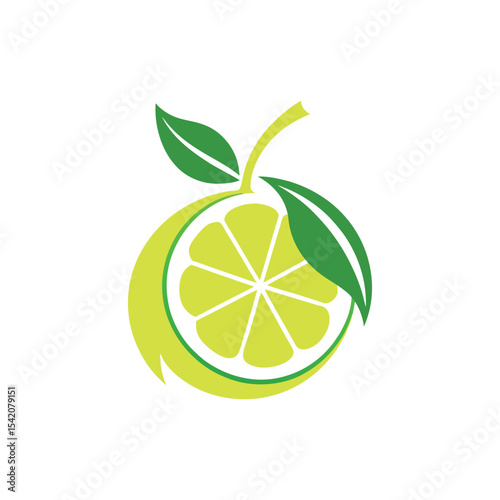 Elegant silhouette of a green lemon Logo