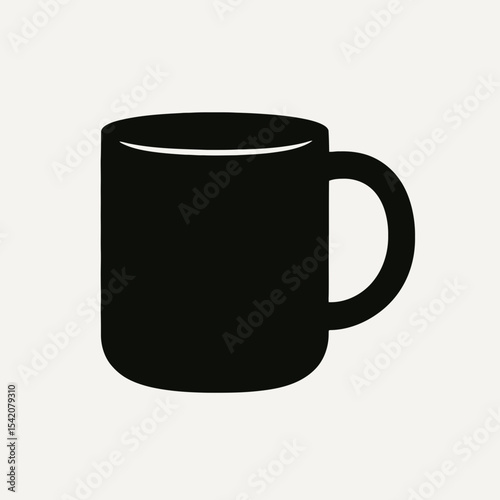 very simple flat and single minimalist Coffee Mug Silhouettes in black on a white background