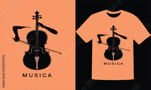 Elegant Cello Design for Music Lovers and Apparel with the Word Musica