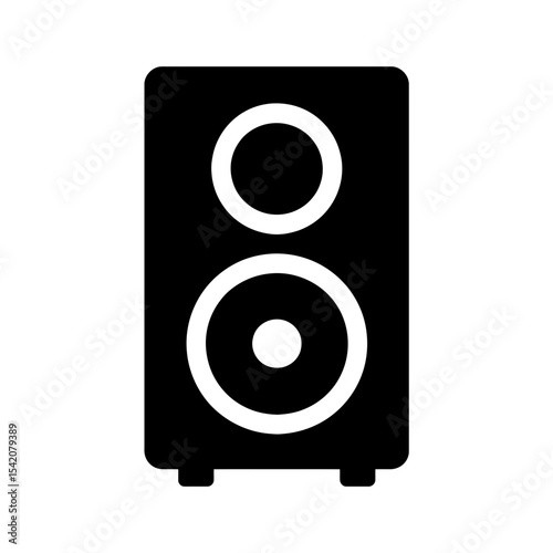 very simple flat and single minimalist Music Speakers Silhouettes in black on a white background