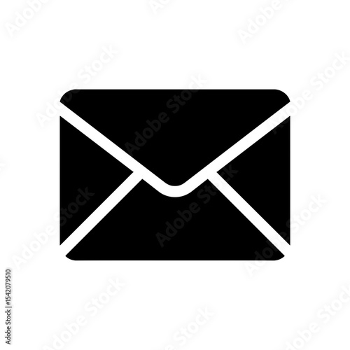 very simple flat and single minimalist Email Silhouettes in black on a white background