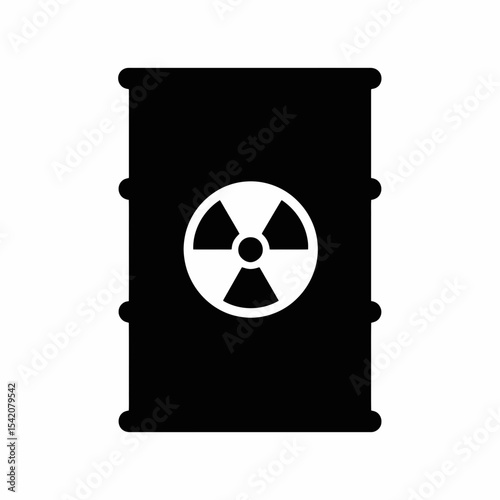 very simple flat and single minimalist Nuclear Waste Barrel Silhouettes in black on a white background