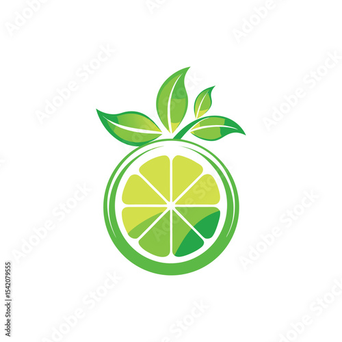 Elegant silhouette of a green lemon Logo