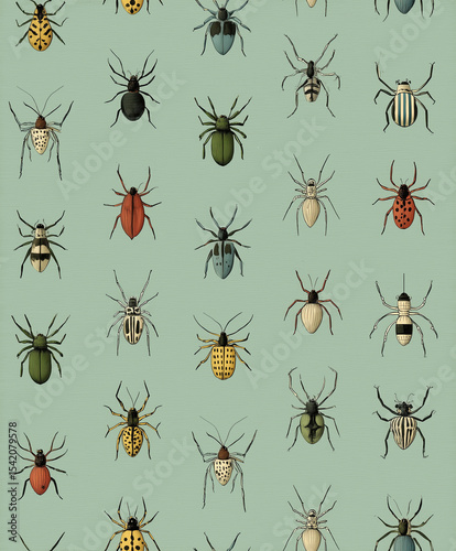 Vintage Insects Seamless Texture Pattern - Perfect Repeat	
