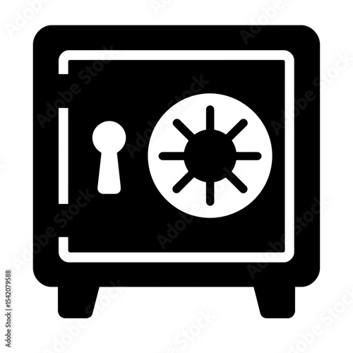very simple flat and single minimalist Safe Deposite Box Silhouettes in black on a white background