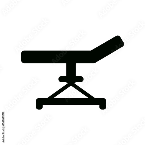 very simple flat and single minimalist Operating Table Silhouettes in black on a white background