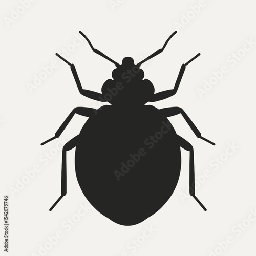very simple flat and single minimalist Bedbug Silhouettes in black on a white background