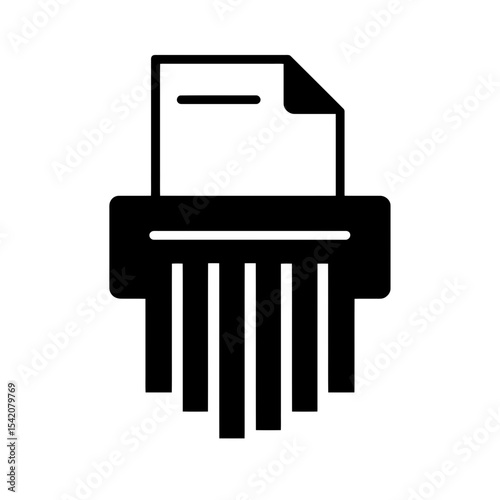 very simple flat and single minimalist Shredding Paper Silhouettes in black on a white background