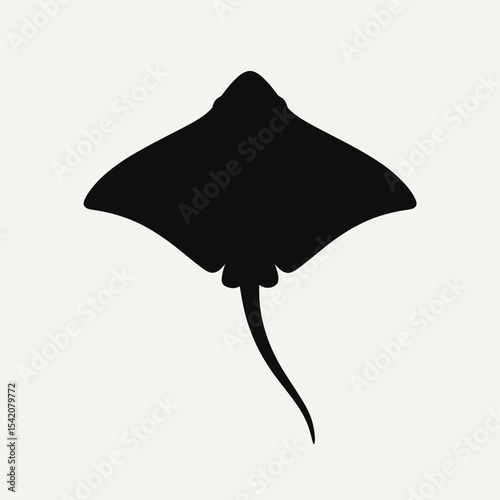 very simple flat and single minimalist Stingray Silhouettes in black on a white background