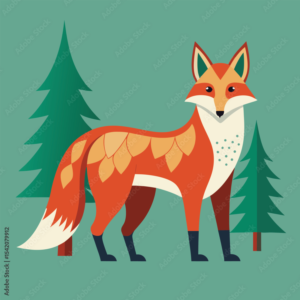 Obraz premium fox with forest pattern fur