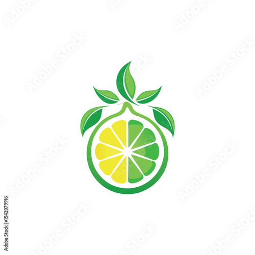 Elegant silhouette of a green lemon Logo