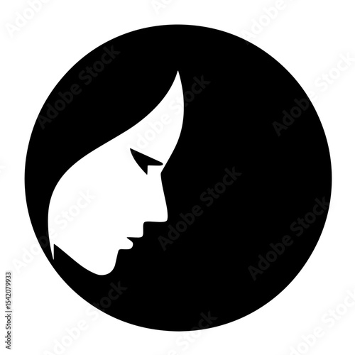 a minimalist black and white logo design of a woman's profile, perfect for a beauty or spa business.