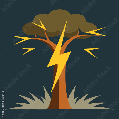 lightning bolt inside tree