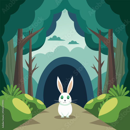rabbit in forest tunnel