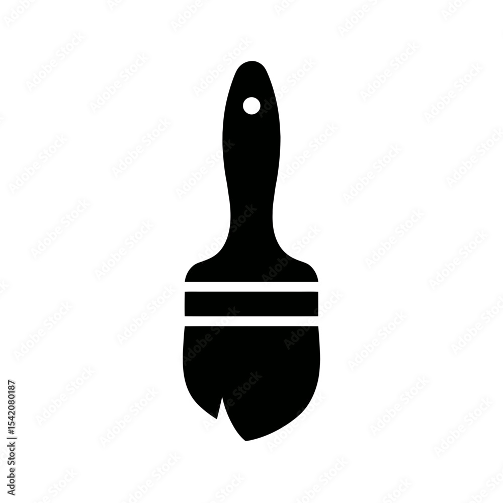 very simple flat and single minimalist Paint Brush Silhouettes in black on a white background