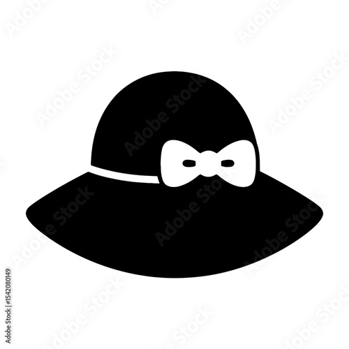 very simple flat and single minimalist Girls Hat Silhouettes in black on a white background