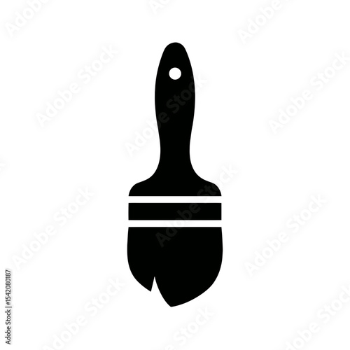 very simple flat and single minimalist Paint Brush Silhouettes in black on a white background