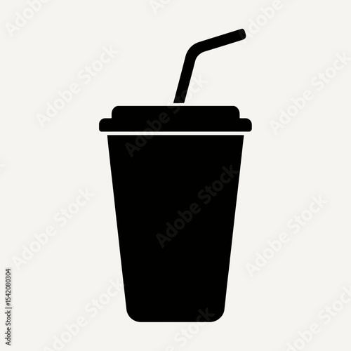 very simple flat and single minimalist Soda Drink Silhouettes in black on a white background