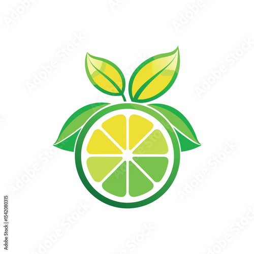 Elegant silhouette of a green lemon Logo