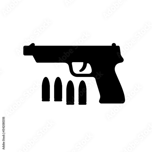 very simple flat and single minimalist Air Gun and Spare Bullets Silhouettes in black on a white background