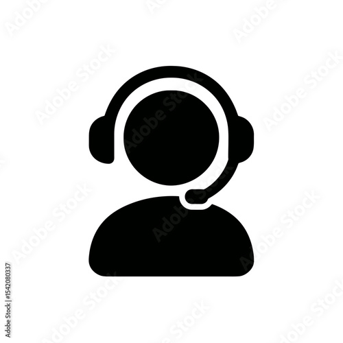 very simple flat and single minimalist Microphone Operator Silhouettes in black on a white background