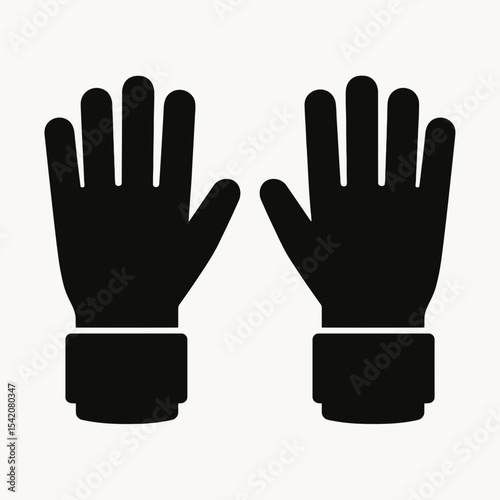 very simple flat and single minimalist Goalie Gloves Silhouettes in black on a white background