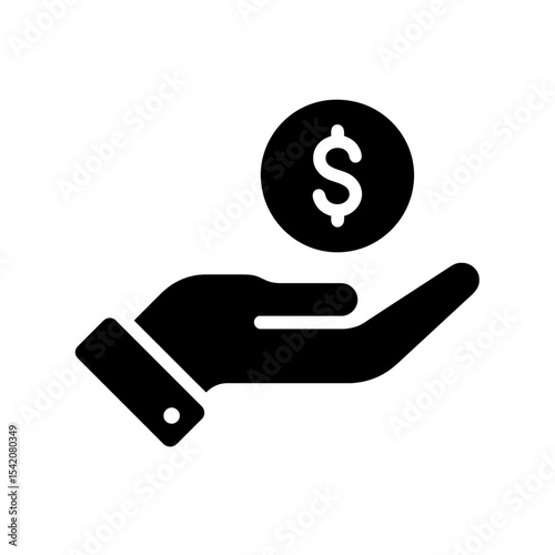 very simple flat and single minimalist Money Begging Silhouettes in black on a white background