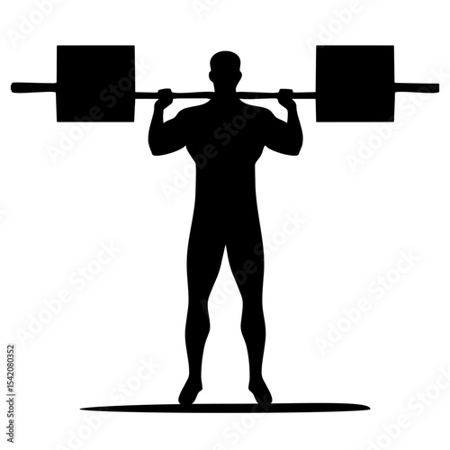 a silhouette of a weightlifter squatting with a barbell, showcasing strength and fitness training. 