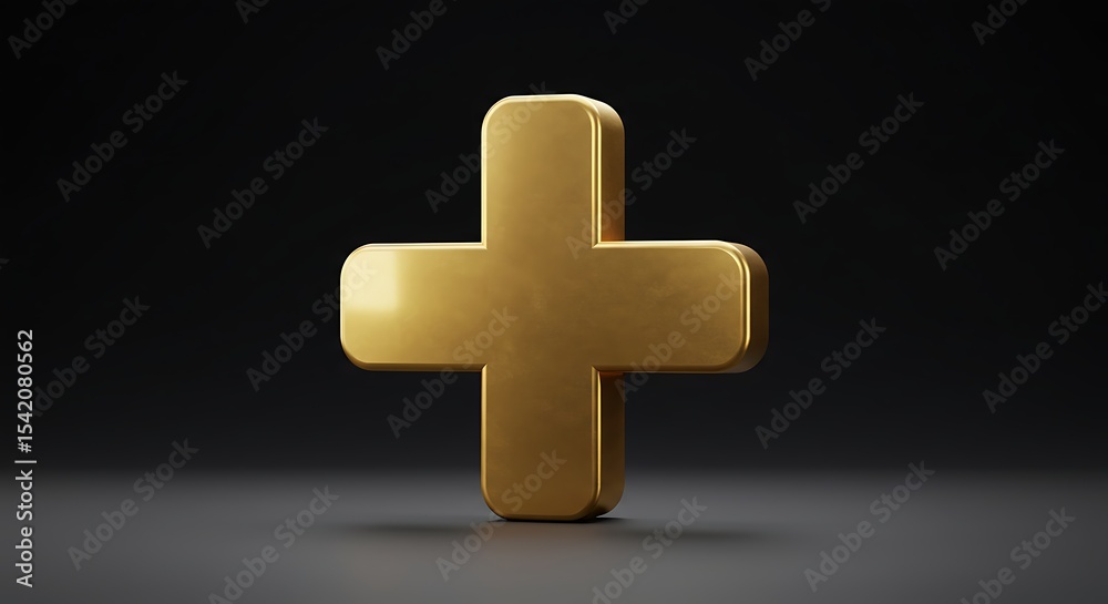 Obraz premium Golden Plus Sign on Dark Background