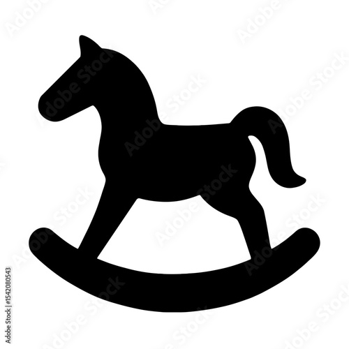 very simple flat and single minimalist Rocking Horse Toy Silhouettes in black on a white background
