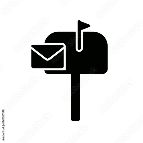 very simple flat and single minimalist Mailbox Delivery Silhouettes in black on a white background