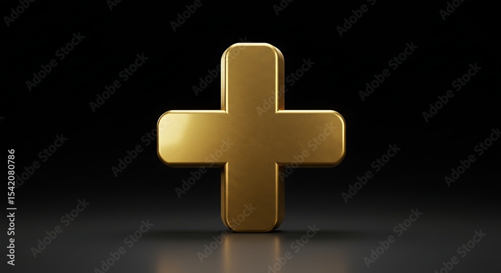 Obraz premium Gold Cross Symbol on Black Background
