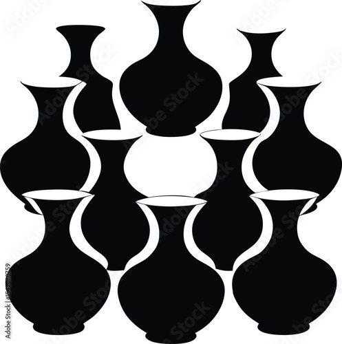 Black and White Vase Optical Illusion Art: Rubin Vase Gestalt Psychology Visual Perception