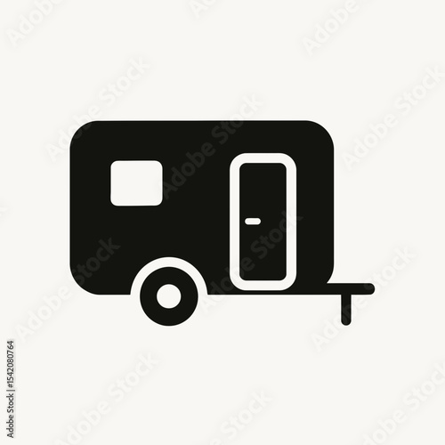 very simple flat and single minimalist Trailer Silhouettes in black on a white background