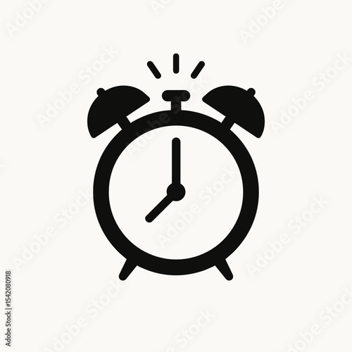 very simple flat and single minimalist Morning Alarm Clock Silhouettes in black on a white background
