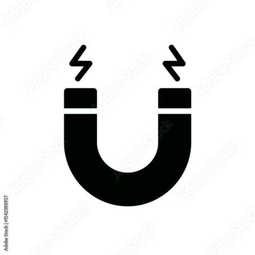 very simple flat and single minimalist Magnet Silhouettes in black on a white background