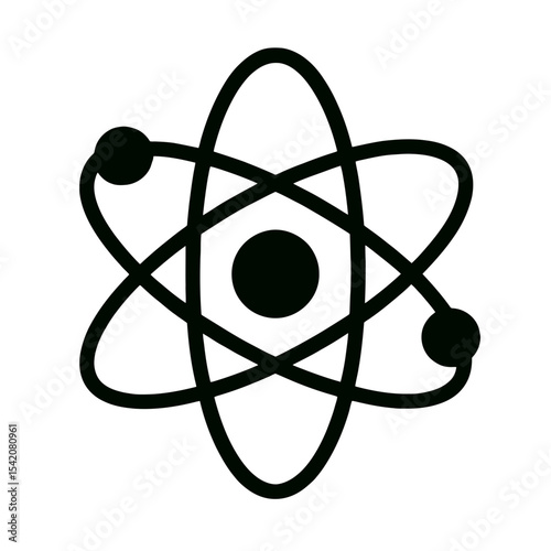 very simple flat and single minimalist Atom Molecule Silhouettes in black on a white background